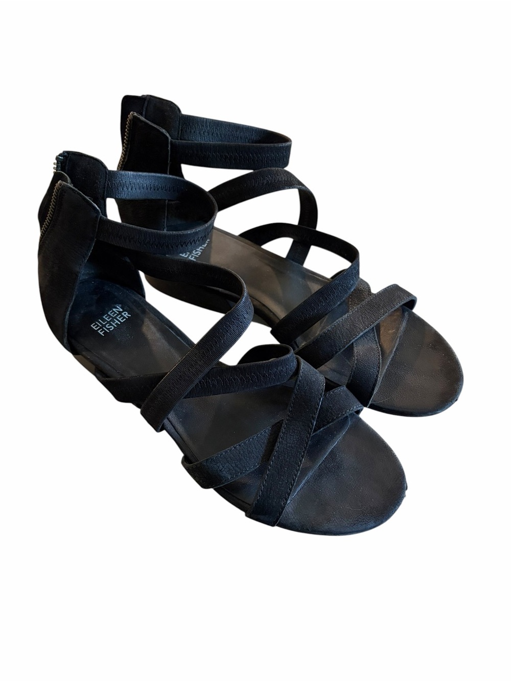 Eileen Fisher Eva Black Leather Sandals